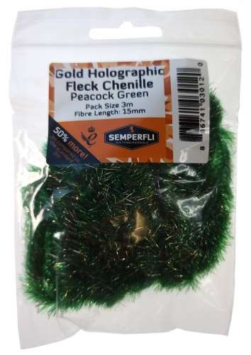 Semperfli Gold Tinsel Fleck 15mm Large Peacock Green