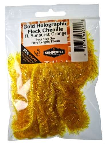 Semperfli Gold Tinsel Fleck 15mm Large Fl Sunburst Orange