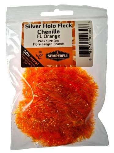 Semperfli Silver Tinsel Fleck 15mm Large Fl Orange