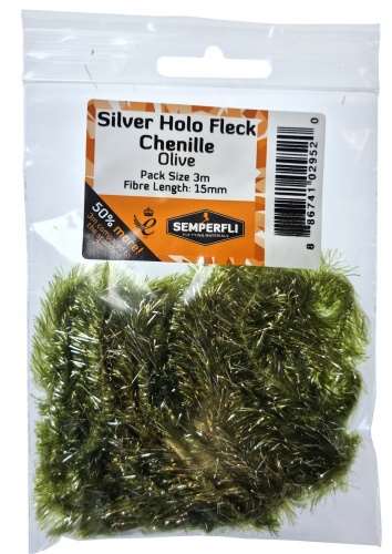 Semperfli Silver Tinsel Fleck 15mm Large Olive