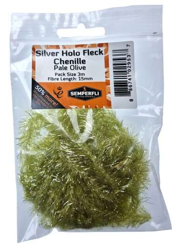 Semperfli Silver Tinsel Fleck 15mm Large Pale Olive