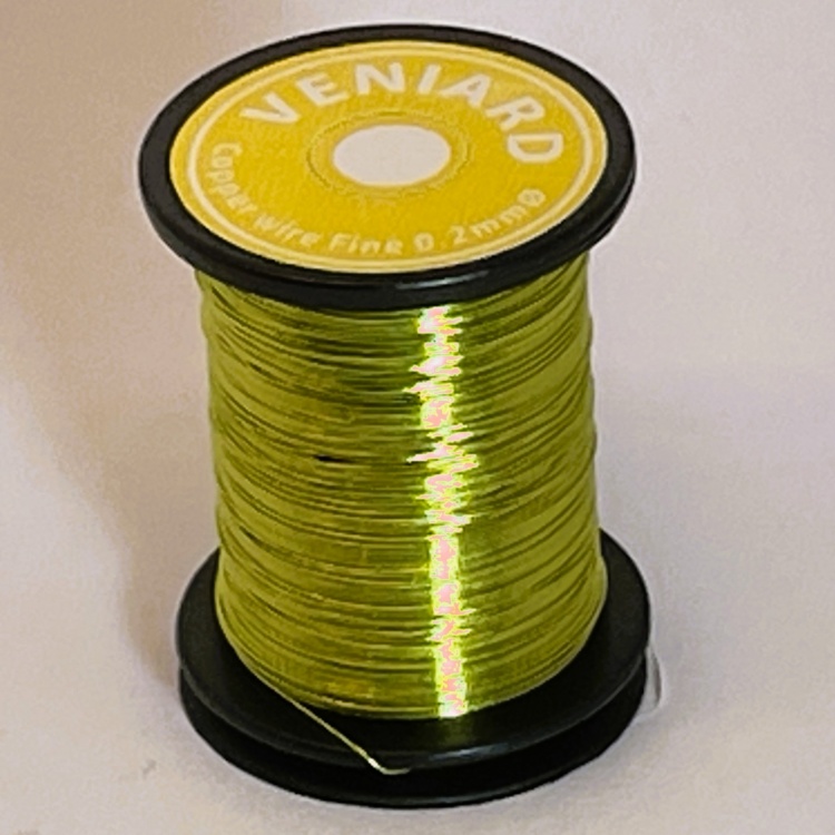 Veniard Coloured Copper Wire Fine 0.2mm Chartreuse Fly Tying Materials (Product Length 14.2Yds / 13m)