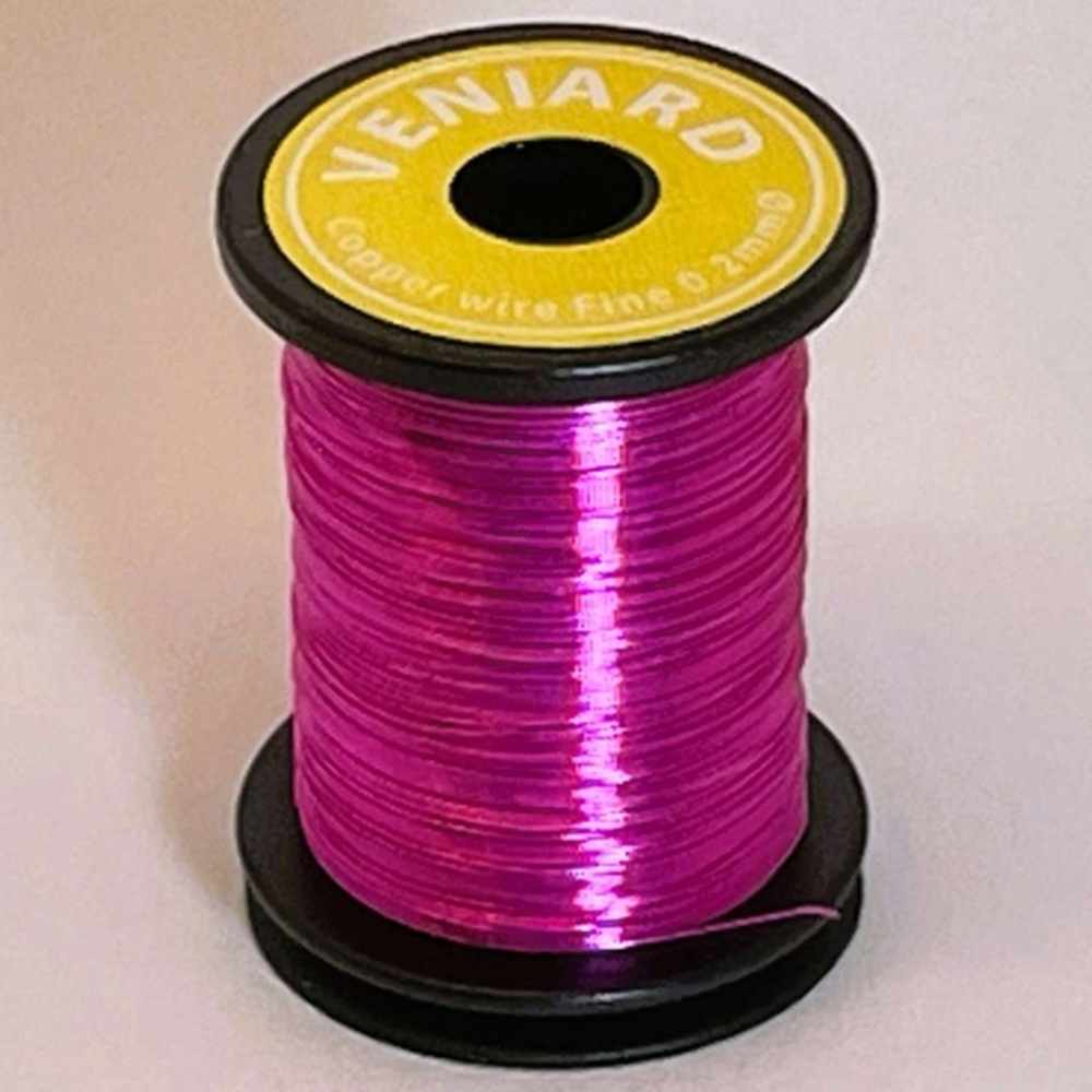 Veniard Coloured Copper Wire Fine 0.2mm Fl. Pink Fly Tying Materials