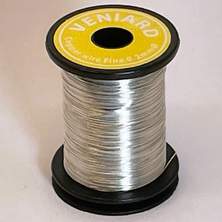 Veniard Coloured Copper Wire Fine 0.2mm Silver Fly Tying Materials (Product Length 14.2Yds / 13m)