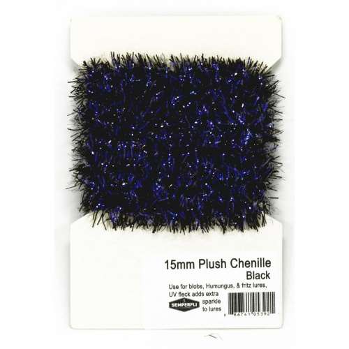 Semperfli 15mm Plush Transluscent Chenille Black