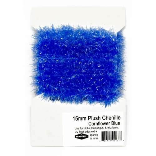Semperfli 15mm Plush Transluscent Chenille Cornflower Blue Fly Tying Materials (Product Length 1.1 Yds / 1m)