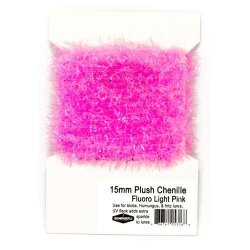 Semperfli 15mm Plush Transluscent Chenille Fluorescent Pale Pink Fly Tying Materials (Product Length 1.1 Yds / 1m)