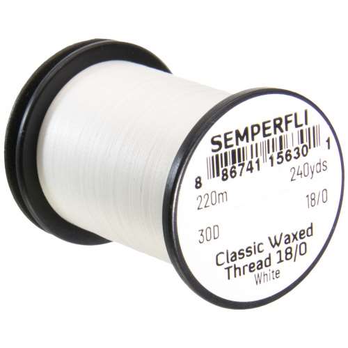 Semperfli Classic Waxed Thread 18/0 240 Yards White Fly Tying Threads (Product Length 240 Yds / 220m)