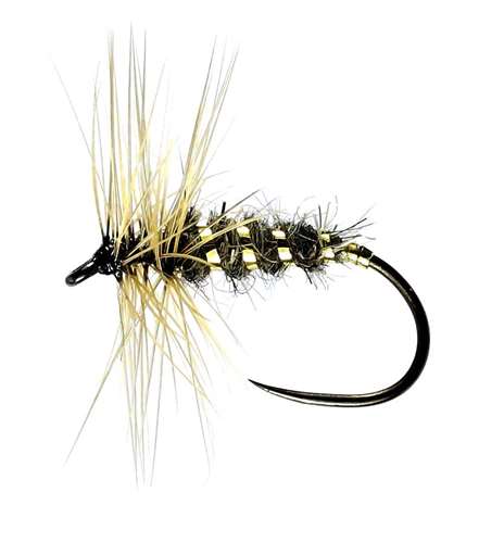 Caledonia Flies Gold Ribbed Hares Ear Hackled Dry Barbless #14 Fishing Fly