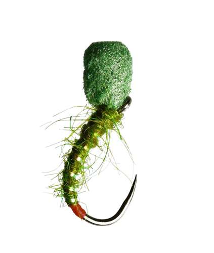 Caledonia Flies Foam Buzzer Olive Barbless #12 Fishing Fly
