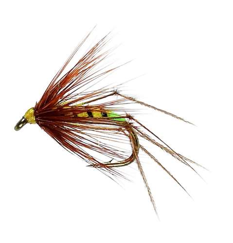 Caledonia Flies Yellow Owl Hopper #12 Fishing Fly Barbed Dry Fly