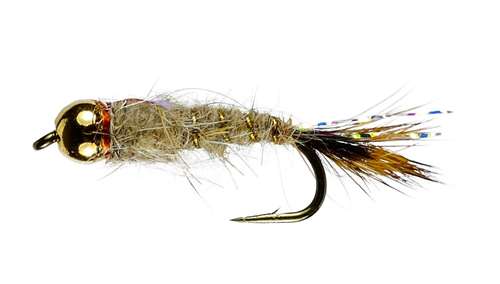 Caledonia Flies Gold Bead Flashback Hares Ear Barbless #10 Fishing Fly