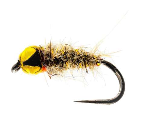 1 DOZEN  TUNGSTEN HEAD YELLOW AND GOLD SPANISH NYMPHS FOR FLY FISHING-PER 4 