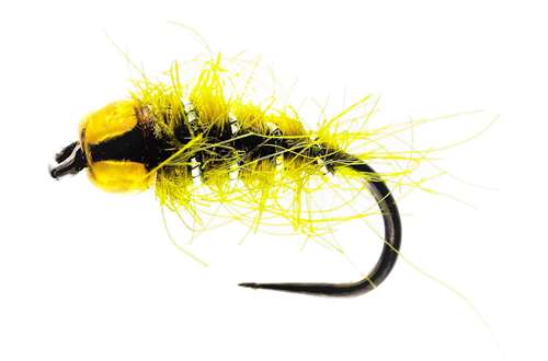 Caledonia Flies Olive Hare's Lug Tungsten Bead Nymph Barbless #14 Fishing Fly