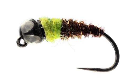Caledonia Flies Green Bomb Tungsten Bead Barbless #12 Fishing Fly