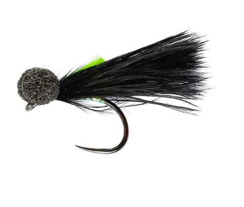 3 x BLACK WITH LIME BODY BOOBY  Size10 TROUT FISHING FLIES BB08 