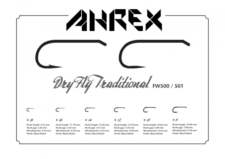 Ahrex Fw501 Dry Fly Traditional Hook Barbless #16 Trout Fly Tying Hooks