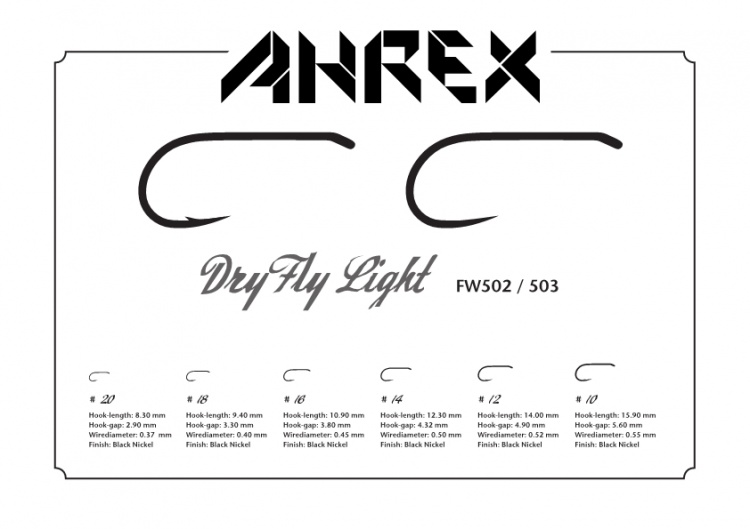 Ahrex Fw503 Dry Fly Light Barbless #20 Trout Fly Tying Hooks