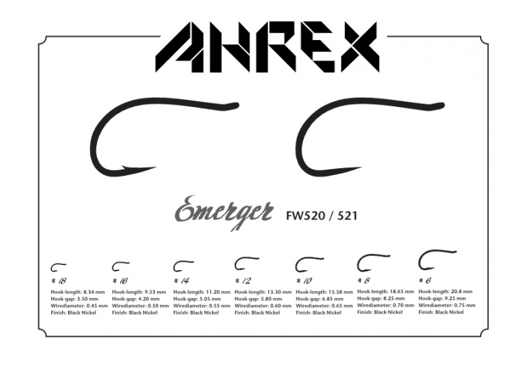 Ahrex Fw520 Emerger Hook Barbed #12 Trout Fly Tying Hooks