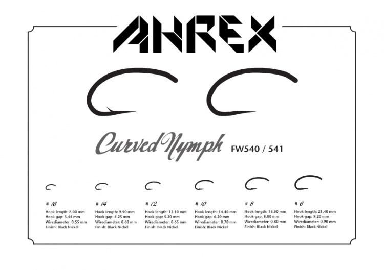 Ahrex Fw540 Curved Nymph Barbed #14 Trout Fly Tying Hooks