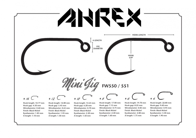 Ahrex Fw551 Mini Jig Barbless #10 Trout Fly Tying Hooks