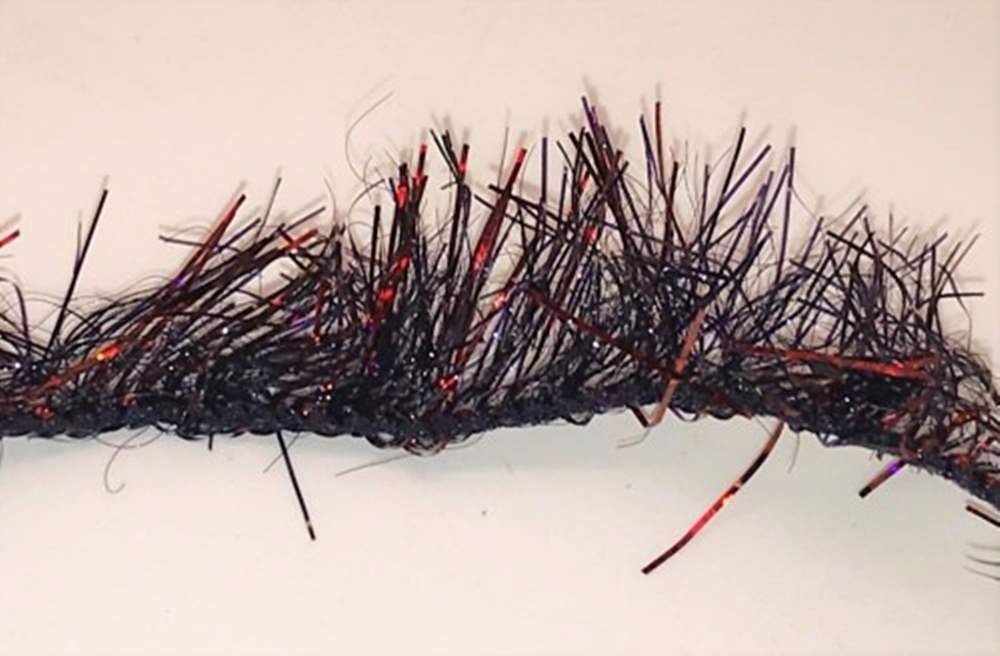 Flash Attack Craig Barr Flash Attack Products Dennis The Mennis Straggle Fritz 17.5mm Black / Red Fly Tying Materials (Product Length 1.1 Yds / 1m)