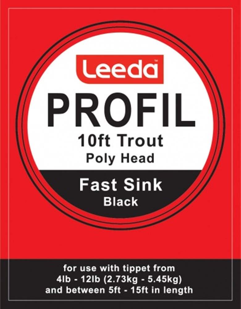 Leeda Profil Poly Head Trout Polyleader 10 Foot (Black) Fast Sink Fly Fishing Leader (Length 10ft / 3.05m)