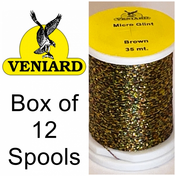 Veniard Micro Glint Thread Brown (Pack 12 Spools) Fly Tying Materials