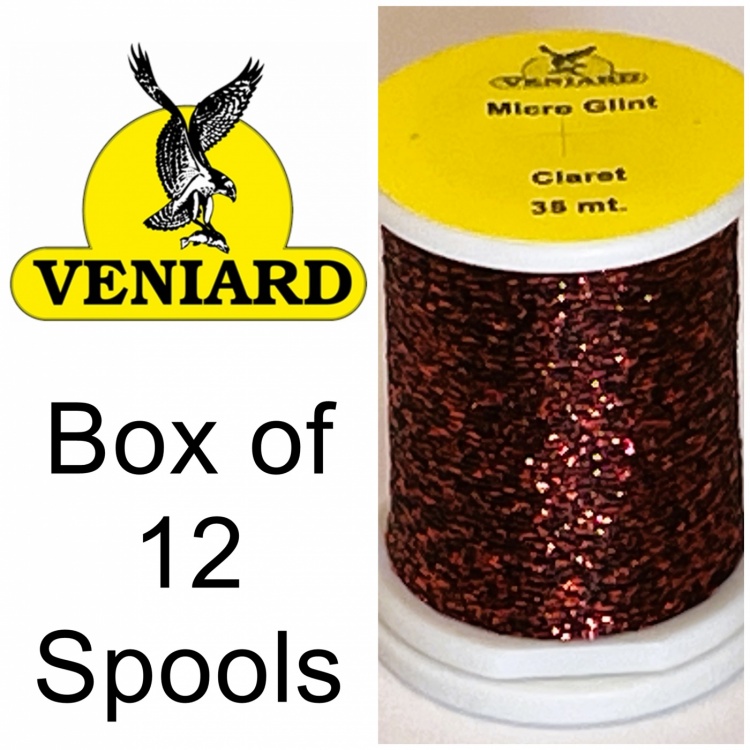 Veniard Micro Glint Thread Claret (Pack 12 Spools) Fly Tying Materials