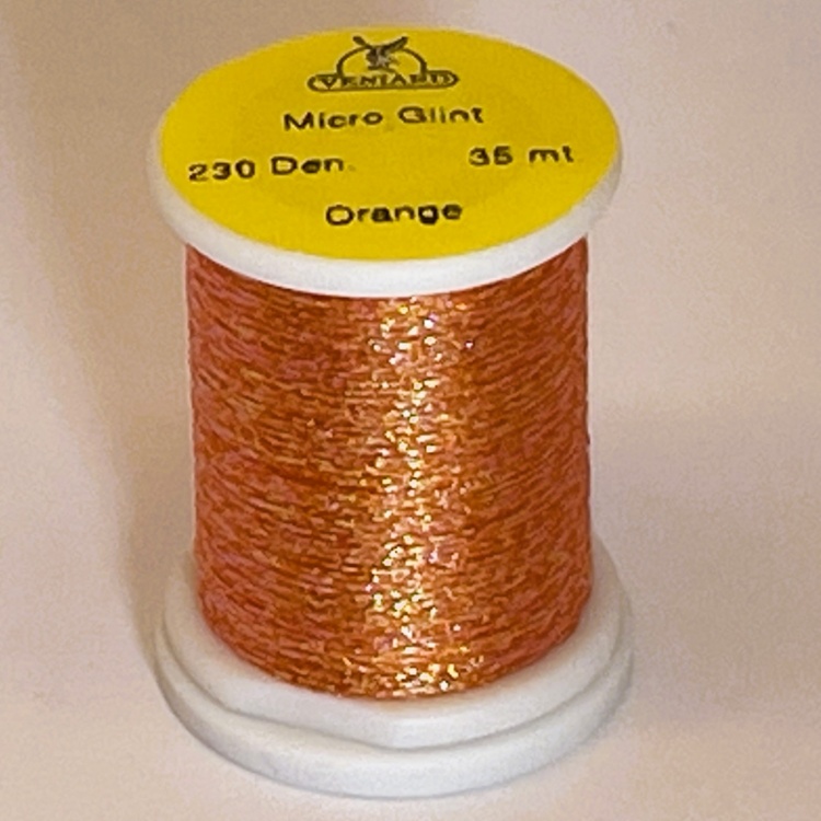 Veniard Micro Glint Orange Fly Tying Materials (Product Length 38.27 Yds / 35m)