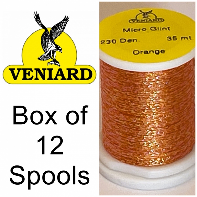Veniard Micro Glint Thread Orange (Pack 12 Spools) Fly Tying Materials