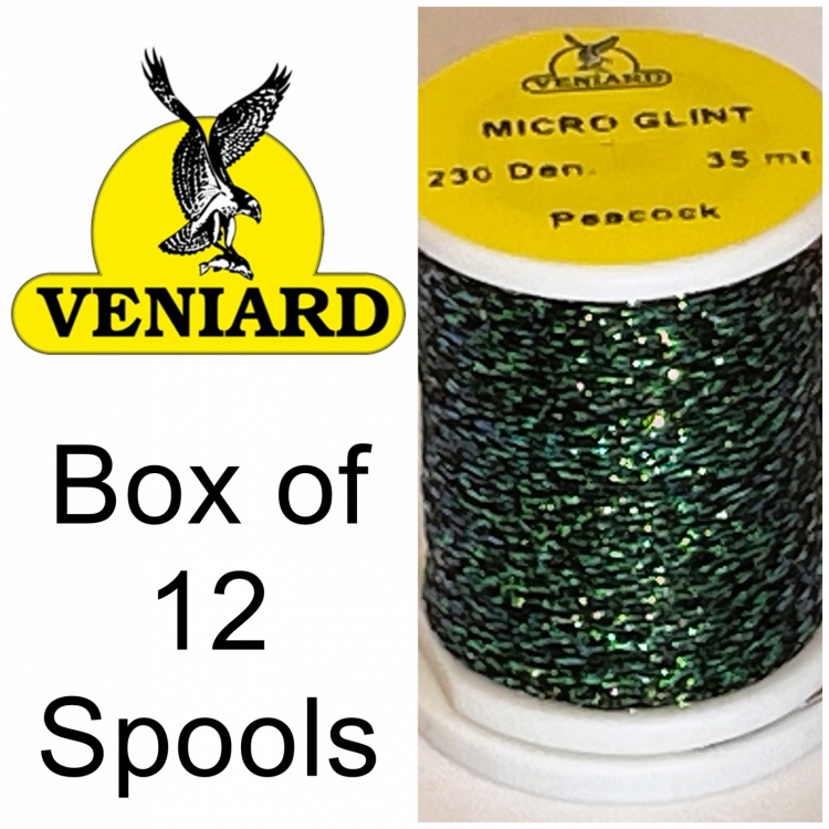Veniard Micro Glint Thread Peacock (Pack 12 Spools) Fly Tying Materials
