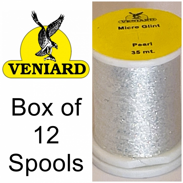 Veniard Micro Glint Thread Pearl (Pack 12 Spools) Fly Tying Materials