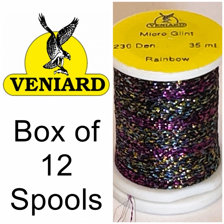 Veniard Micro Glint Thread Rainbow (Pack 12 Spools) Fly Tying Materials