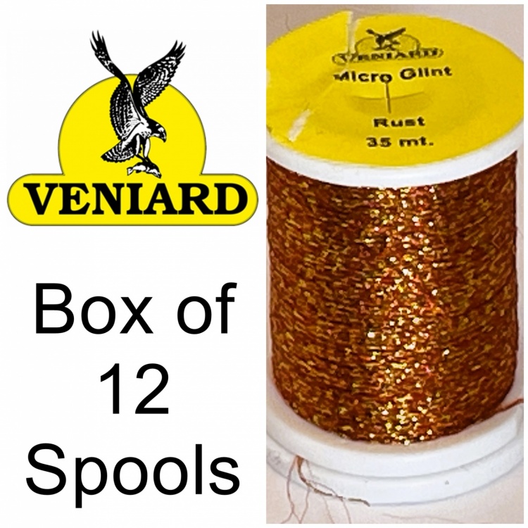 Veniard Micro Glint Thread Rust (Pack 12 Spools) Fly Tying Materials