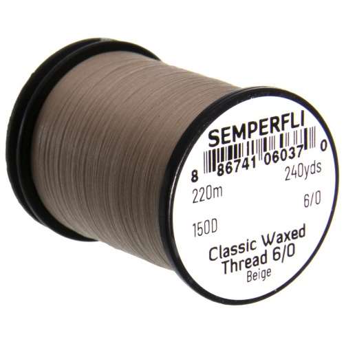 Semperfli Classic Waxed Thread 6/0 240 Yards Beige Fly Tying Threads (Product Length 240 Yds / 220m)