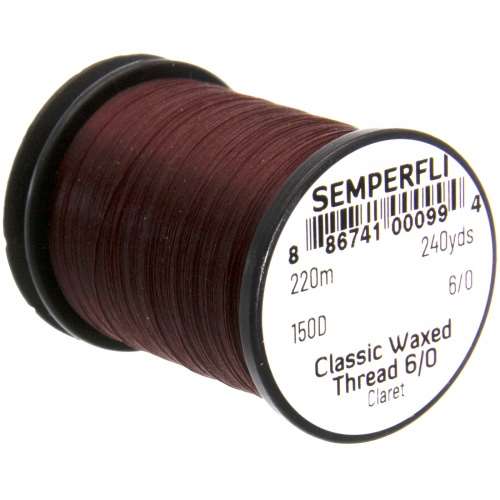 Semperfli Classic Waxed Thread 6/0 240 Yards Claret Fly Tying Threads (Product Length 240 Yds / 220m)