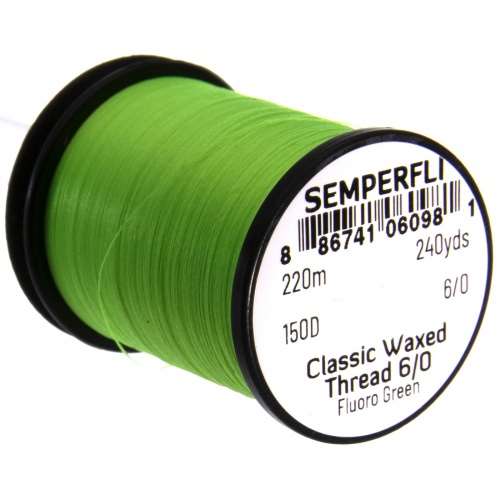 Semperfli Classic Waxed Thread 6/0 240 Yards Fluorescent Green Fly Tying Threads (Product Length 240 Yds / 220m)