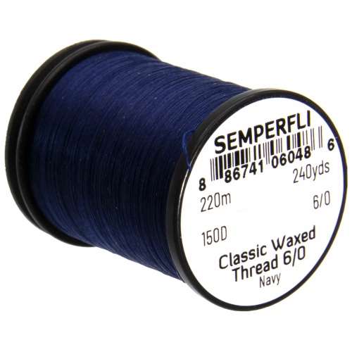 Semperfli Classic Waxed Thread 6/0 240 Yards Navy Fly Tying Threads (Product Length 240 Yds / 220m)