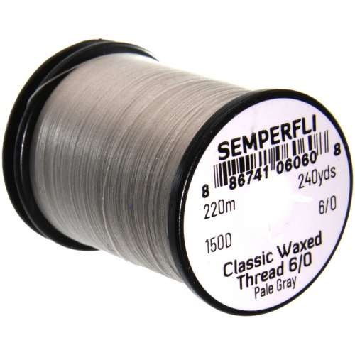 Semperfli Classic Waxed Thread 6/0 240 Yards Pale Gray Fly Tying Threads (Product Length 240 Yds / 220m)
