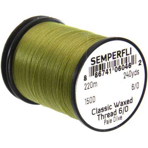 Semperfli Classic Waxed Thread 6/0 240 Yards Pale Olive Fly Tying Threads (Product Length 240 Yds / 220m)