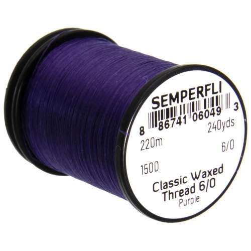 Semperfli Classic Waxed Thread 6/0 240 Yards Purple Fly Tying Threads (Product Length 240 Yds / 220m)