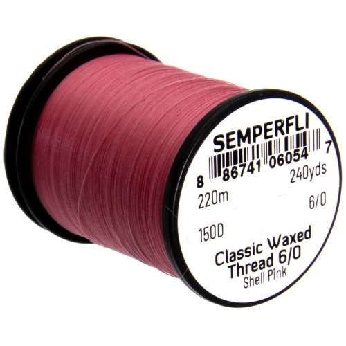 Semperfli Classic Waxed Thread 6/0 240 Yards Shell Pink Fly Tying Threads (Product Length 240 Yds / 220m)