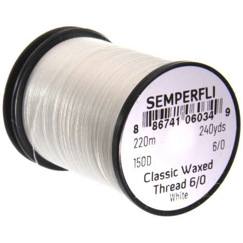 Semperfli Classic Waxed Thread 6/0 240 Yards White Fly Tying Threads (Product Length 240 Yds / 220m)