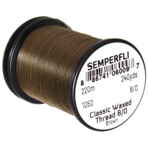 Semperfli Classic Waxed Thread 8/0 240 Yards Brown Fly Tying Threads (Product Length 240 Yds / 220m)