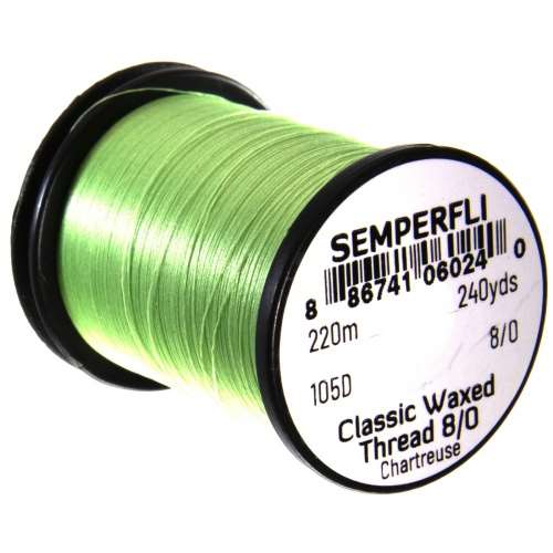 Semperfli Classic Waxed Thread 8/0 240 Yards Chartreuse Fly Tying Threads (Product Length 240 Yds / 220m)