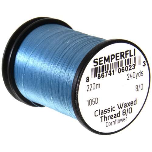 Semperfli Classic Waxed Thread 8/0 240 Yards Cornflower Fly Tying Threads (Product Length 240 Yds / 220m)