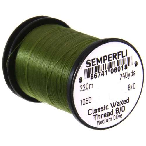 Semperfli Classic Waxed Thread 8/0 240 Yards Medium Olive Fly Tying Threads (Pack Size 22000cm)