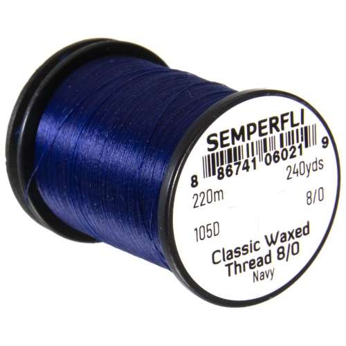 Semperfli Classic Waxed Thread 8/0 240 Yards Navy Fly Tying Threads (Product Length 240 Yds / 220m)