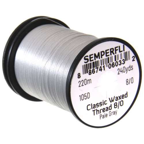 Semperfli Classic Waxed Thread 8/0 240 Yards Pale Gray Fly Tying Threads (Product Length 240 Yds / 220m)